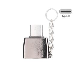 Keychain Zinc Alloy Type-C OTG Connector Adapter - Silver Black