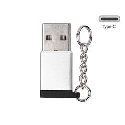 Keychain Aluminum Alloy Type-C Female to USB A Male Connector Adapter - Silver