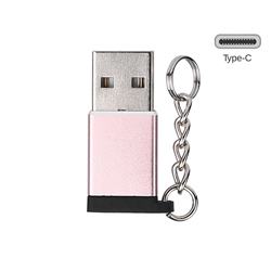 Keychain Aluminum Alloy Type-C Female to USB A Male Connector Adapter - Rose Gold