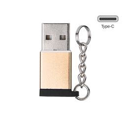 Keychain Aluminum Alloy Type-C Female to USB A Male Connector Adapter - Golden