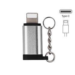 Keychain Aluminum Alloy Type-C Female to 8 Pin Male Connector Adapter - Silver