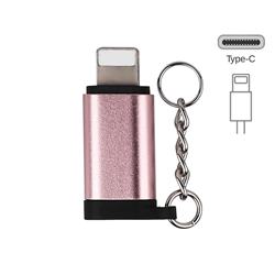 Keychain Aluminum Alloy Type-C Female to 8 Pin Male Connector Adapter - Rose Gold
