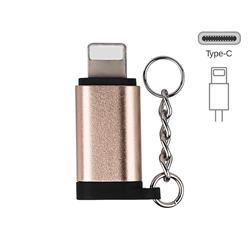 Keychain Aluminum Alloy Type-C Female to 8 Pin Male Connector Adapter - Golden