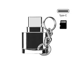 Keychain Zinc Alloy Type-C OTG TF Card Reader - Bright Silver
