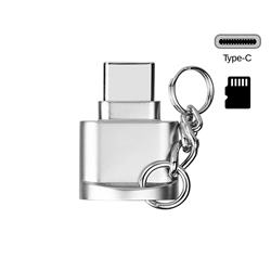 Keychain Zinc Alloy Type-C OTG TF Card Reader - Silvery