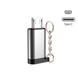 Keychain Aluminum Alloy Type-C Female to Micro USB Male Connector Adapter - Silver