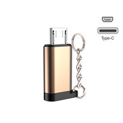 Keychain Aluminum Alloy Type-C Female to Micro USB Male Connector Adapter - Golden