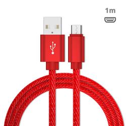 Jeans Braided Durability Anti-winding Micro USB Quick Charging Cable - Red