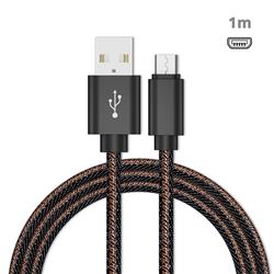 Jeans Braided Durability Anti-winding Micro USB Quick Charging Cable - Black