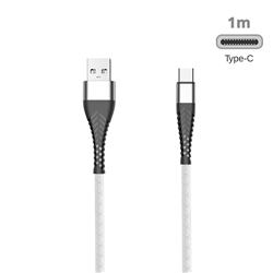 Fish Bone Line 100cm 3.0A Fast Soft Type-C Data Charging Cable - White