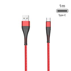 Fish Bone Line 100cm 3.0A Fast Soft Type-C Data Charging Cable - Red