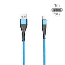 Fish Bone Line 100cm 3.0A Fast Soft Type-C Data Charging Cable - Blue