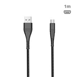 Fish Bone Line Soft 100cm 3.0A Fast Micro USB Data Charging Cable - Black