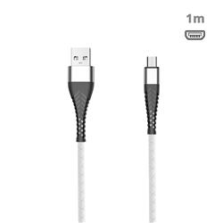 Fish Bone Line Soft 100cm 3.0A Fast Micro USB Data Charging Cable - White