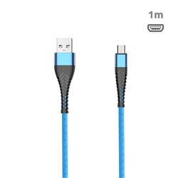 Fish Bone Line Soft 100cm 3.0A Fast Micro USB Data Charging Cable - Blue