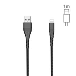 Fish Bone Line Soft 100cm 3.0A Fast 8 Pin Data Charging Cable - Black