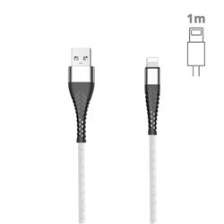 Fish Bone Line Soft 100cm 3.0A Fast 8 Pin Data Charging Cable - White