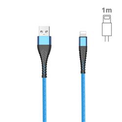 Fish Bone Line Soft 100cm 3.0A Fast 8 Pin Data Charging Cable - Blue