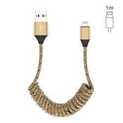 Stretch Spring Weave 8 Pin Cable for iPhone iPad - Goldden