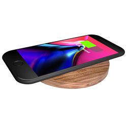 YOGEE Wireless Charger Pad Walnut Wood Handcraft Wooden Base Qi Fast Charging Pad for Samsung iPhone and Qi Enabled Devices