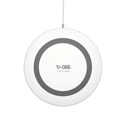 YOGEE Portable Wireless Charger 3.49mm Ultra-Slim Waterproof Mini Base Fast Charge Qi Wireless Charging Thin Pad YG349 White