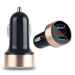 Dual USB Fast Car Charger 3.1A Car Charger with LED Display Car Battery Detection - Champagne
