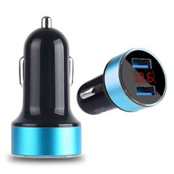 Dual USB Fast Car Charger 3.1A Car Charger with LED Display Car Battery Detection - Blue