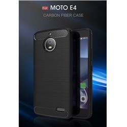 Luxury Carbon Fiber Brushed Wire Drawing Silicone TPU Back Cover for Motorola Moto E4 (Black)