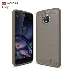 Luxury Carbon Fiber Brushed Wire Drawing Silicone TPU Back Cover for Motorola Moto E4 (Gray)