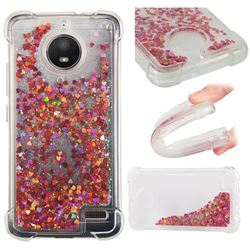 Dynamic Liquid Glitter Sand Quicksand TPU Case for Motorola Moto E4(Europe) - Rose Gold Love Heart