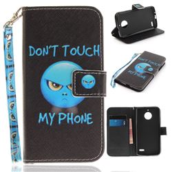 Not Touch My Phone Hand Strap Leather Wallet Case for Motorola Moto E4(Europe)