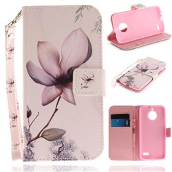 Magnolia Flower Hand Strap Leather Wallet Case for Motorola Moto E4(Europe)