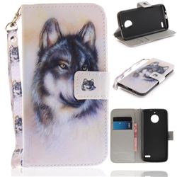 Snow Wolf Hand Strap Leather Wallet Case for Motorola Moto E4(Europe)
