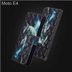 Snow Wolf 3D Painted Leather Wallet Case for Motorola Moto E4(Europe)