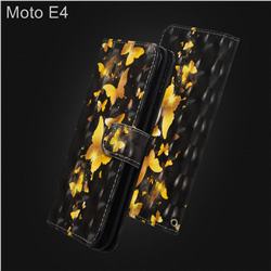 Golden Butterfly 3D Painted Leather Wallet Case for Motorola Moto E4(Europe)