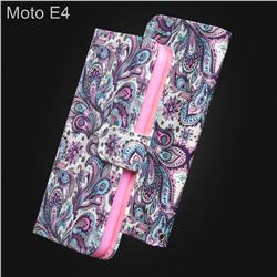 Swirl Flower 3D Painted Leather Wallet Case for Motorola Moto E4(Europe)
