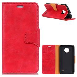 MURREN Luxury Crazy Horse PU Leather Wallet Phone Case for Motorola Moto E4(Europe) - Red
