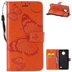 Embossing 3D Butterfly Leather Wallet Case for Motorola Moto E4(Europe) - Orange