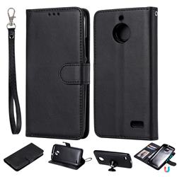 Retro Greek Detachable Magnetic PU Leather Wallet Phone Case for Motorola Moto E4(Europe) - Black