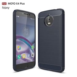 Luxury Carbon Fiber Brushed Wire Drawing Silicone TPU Back Cover for Motorola Moto E4 Plus (Navy)