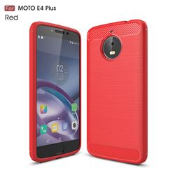 Luxury Carbon Fiber Brushed Wire Drawing Silicone TPU Back Cover for Motorola Moto E4 Plus (Red)