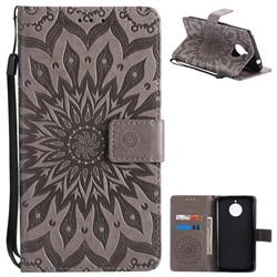 Embossing Sunflower Leather Wallet Case for Motorola Moto E4 Plus(Europe) - Gray