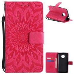 Embossing Sunflower Leather Wallet Case for Motorola Moto E4 Plus(Europe) - Red