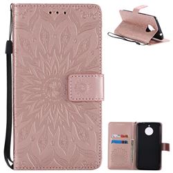 Embossing Sunflower Leather Wallet Case for Motorola Moto E4 Plus(Europe) - Rose Gold