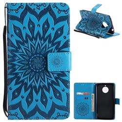 Embossing Sunflower Leather Wallet Case for Motorola Moto E4 Plus(Europe) - Blue