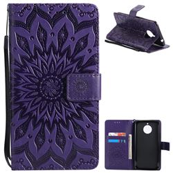 Embossing Sunflower Leather Wallet Case for Motorola Moto E4 Plus(Europe) - Purple