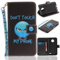 Not Touch My Phone Hand Strap Leather Wallet Case for Motorola Moto E4 Plus(Europe)