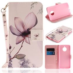 Magnolia Flower Hand Strap Leather Wallet Case for Motorola Moto E4 Plus(Europe)