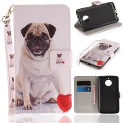 Pug Dog Hand Strap Leather Wallet Case for Motorola Moto E4 Plus(Europe)