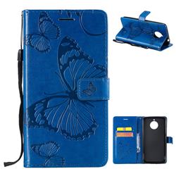 Embossing 3D Butterfly Leather Wallet Case for Motorola Moto E4 Plus(Europe) - Blue